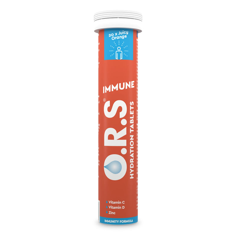 O.R.S Immune Vitamin C Hydration Tablets with Electrolytes, Immune System Booster with Vites & Minerals, Vegan, Gluten & Lactose Free � Soluble Sports Oral Rehydration, Natural Orange Flavour, 20 Tabs - BeesActive Australia
