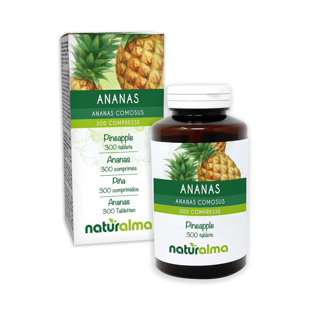 Pineapple (Ananas comosus or Ananas sativus) Fruit Stems NATURALMA | 150 g | 300 Tablets of 500 mg | Food Supplement | Natural and Vegan - BeesActive Australia