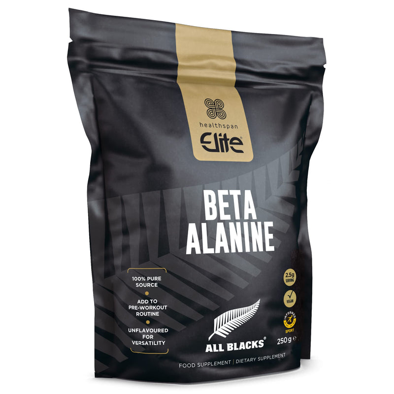 Healthspan Elite All Blacks Beta Alanine (250g) | Pre-Workout | Non Essential Amino Acid | Production of Carnosine | Unflavoured | Gluten Free | Vegan - BeesActive Australia