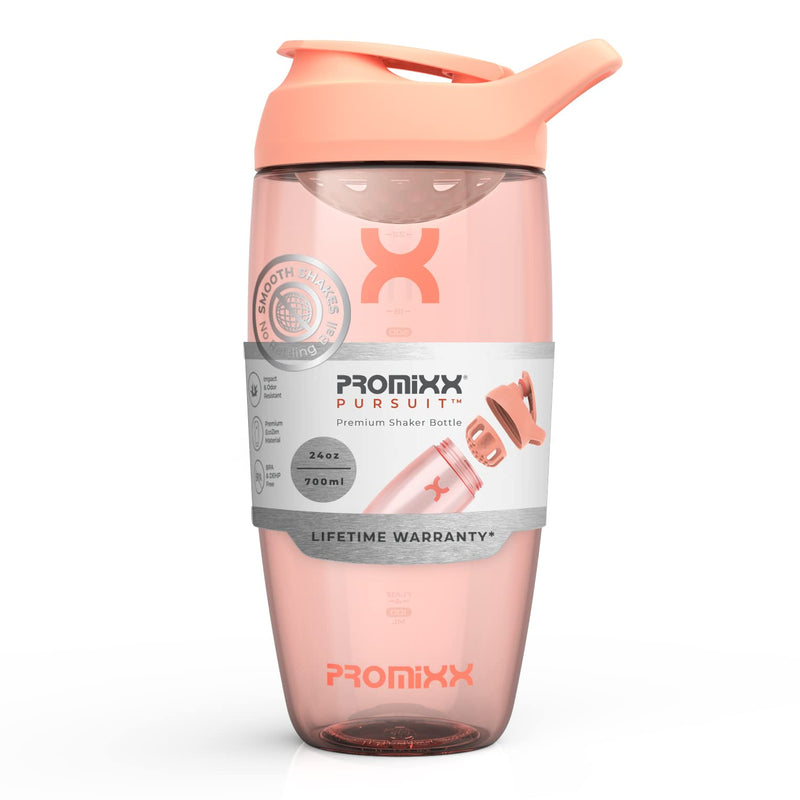 Promixx Pursuit Protein Shaker Bottle - Premium Shaker for Protein Shakes - Lifetime Durability, Leakproof, Odourless - 700ml / 24oz (Coral) Coral - BeesActive Australia