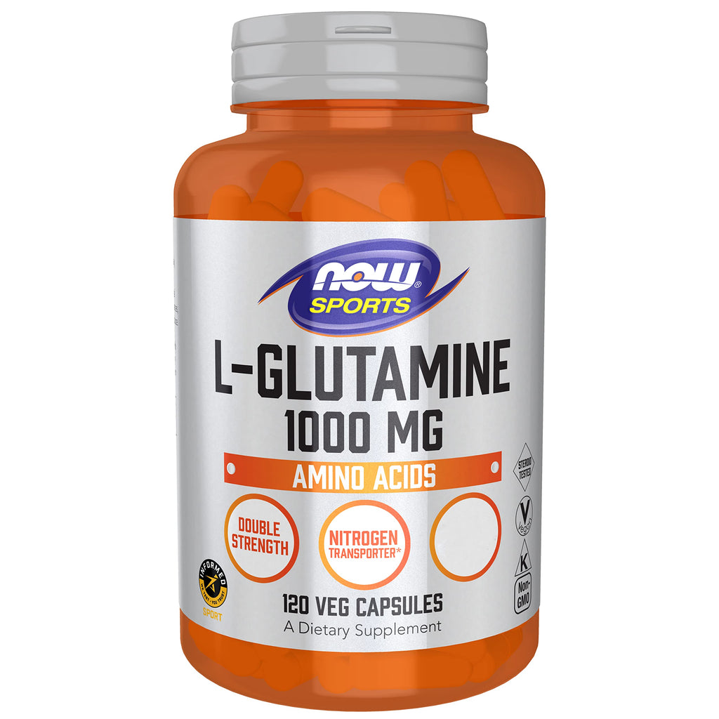 Now Foods, L-Glutamine, Double Strength, 1.000mg, 120 Capsules, Lab-Tested, Amino Acid, Gluten Free, Soy Free, Non-GMO - BeesActive Australia