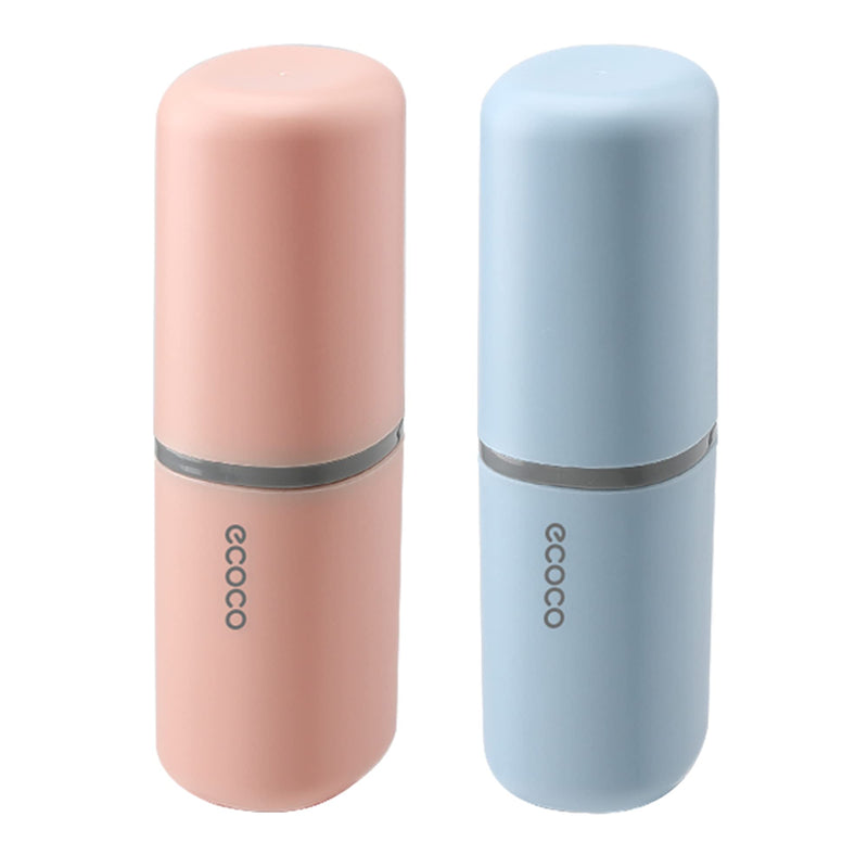ZWCEGND 2PCS Toothbrush Travel Case,Multi-Function Portable Toothbrush Cover,Dustproof Toothbrush Holder,Suitable for Business Camping Travel or Daily Use(Pink+Blue) Pink+blue - BeesActive Australia