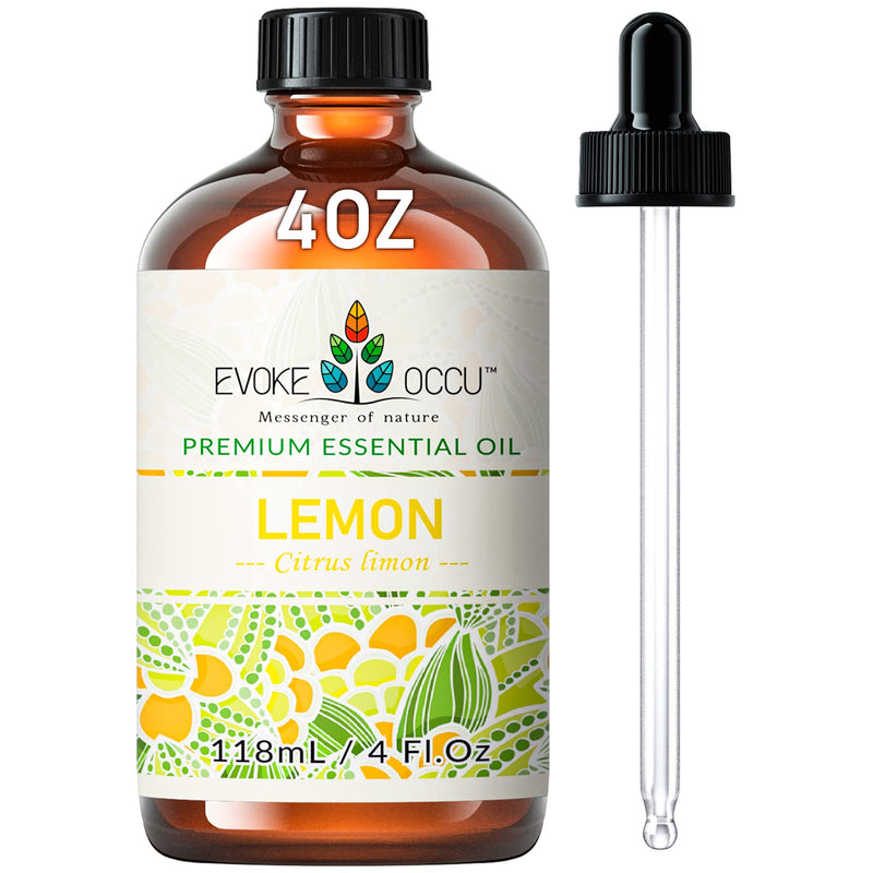 EVOKE OCCU Lemon Essential Oil 118ml, Pure Lemon Oil for Home Diffuser Massage House Cleansing- 4 FL Oz - BeesActive Australia