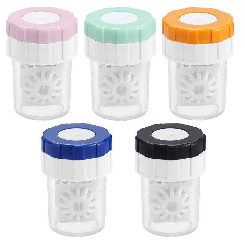 5 Pcs Contact Lens Barrel Cases, Contact Lens Cleaner Contact Washer Manual Rotation Contact Lens Cleaning Container for Eyes Care Classic style - BeesActive Australia