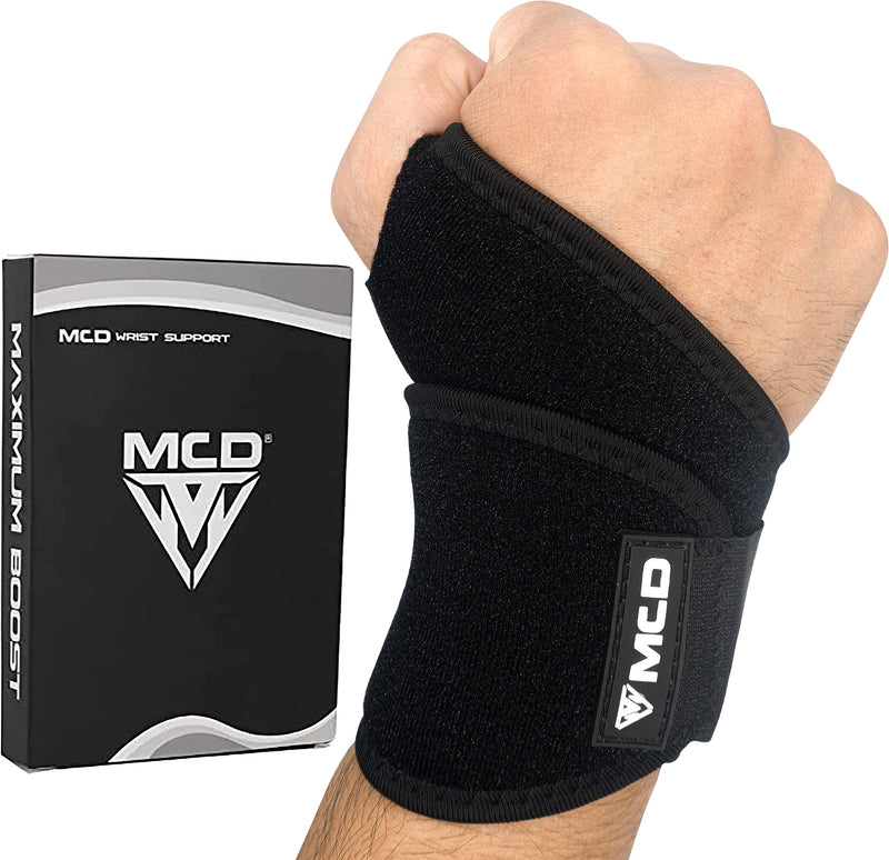 MCD Wrist Supports Comfortable, Lightweight, Hand & Wrist Braces Adjustable Wrist Compression Support Fit for both Left & Right Hand Wrist Support for Fitness, Weightlifting, Gymnastics & Relief Single Black - BeesActive Australia