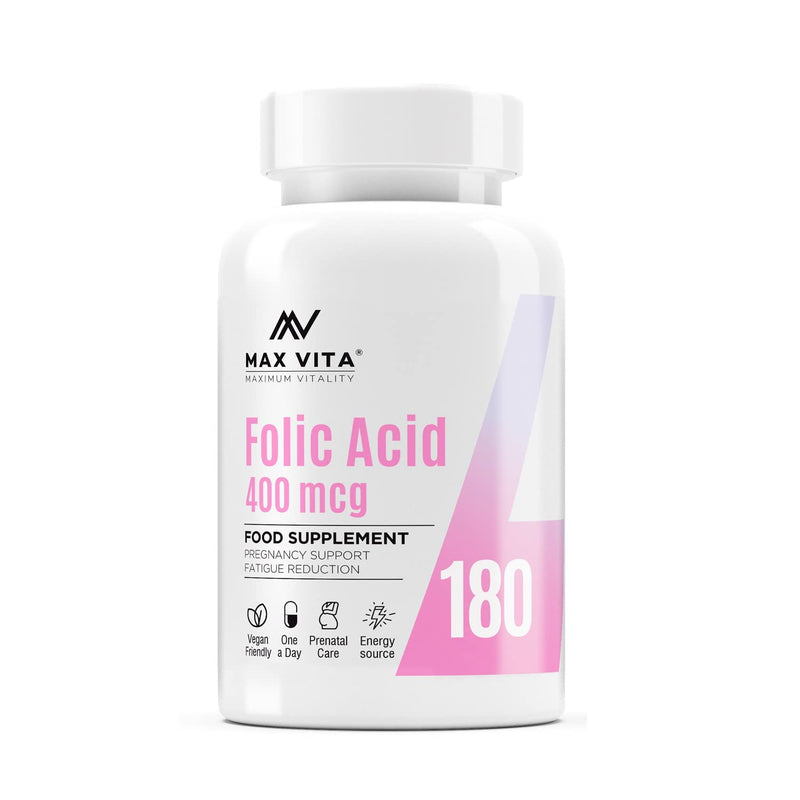 Folic Acid 400 mcg Vitamin B9 Pregnancy Care Maternal Tissue Growth During Immune System Support Energy Production Women Health 180 Vegan Tablets - BeesActive Australia
