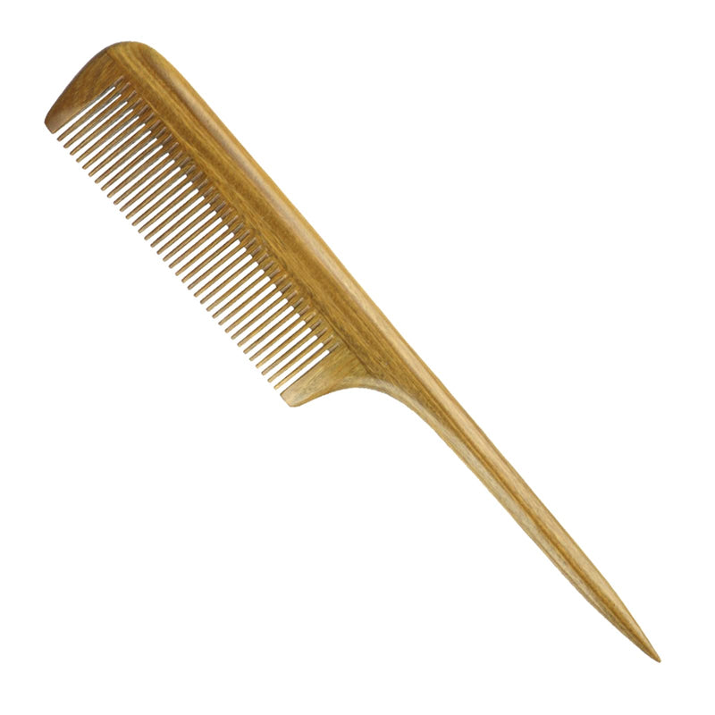 Tail Comb, Wooden Comb Green Sandalwood Anti-static Fine Teeth Hair Comb Long Handle for Women - BeesActive Australia