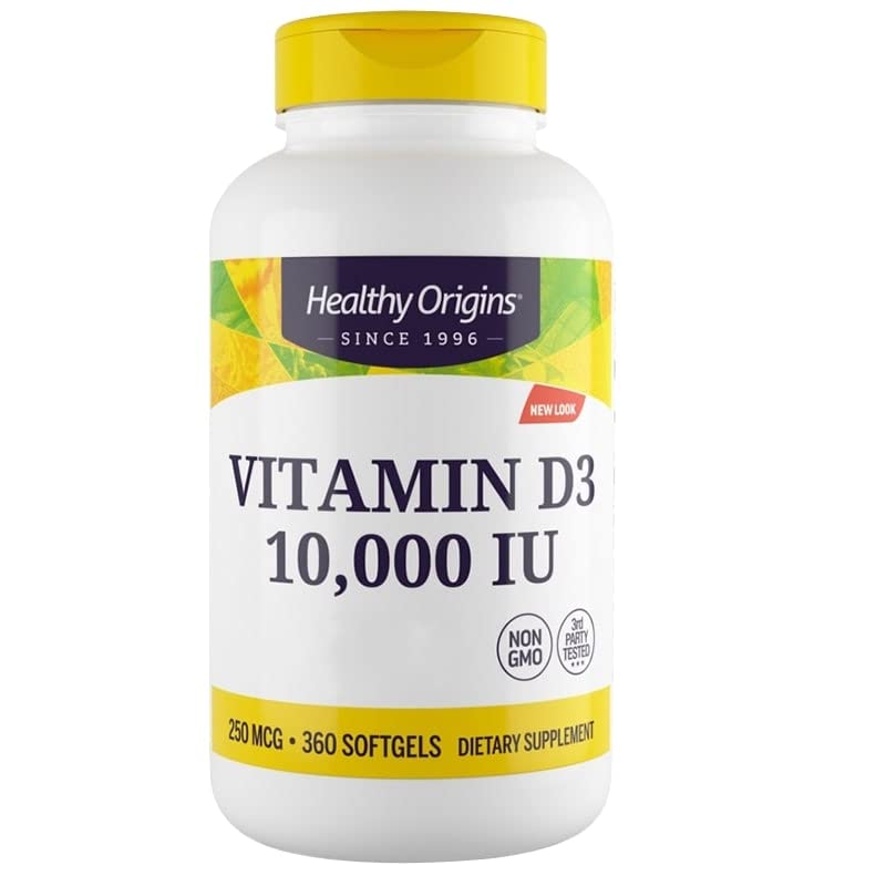 Healthy Origins, Vitamin D3, 10,000 IU, 360 Softgels, Lab Tested, Gluten Free, Soy Free, Non-GMO - BeesActive Australia