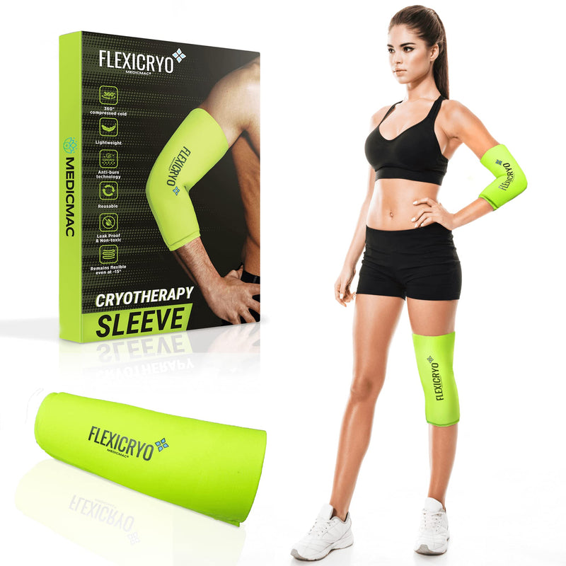 MEDICMAC® FlexiCryo™ 360° Cold Therapy Compression Sleeve for Arthritis, Injuries & Sports Recovery - Reusable, Comfortable and Ultra Flexible Ice Wrap for Knees, Elbows, Shins, Ankles, Calf Pain (M) Medium (Pack of 1) - BeesActive Australia