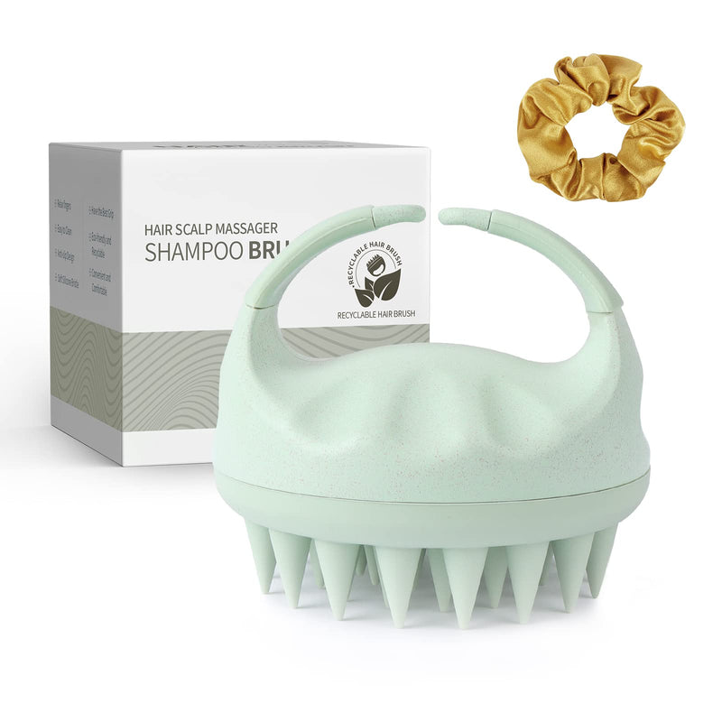 Sndyi Scalp Massager Shampoo Brush, Head Scalp Massager for Hair Growth, Scalp Scrubber with Soft Silicone Bristles, Scalp Scrubber/Exfoliator for Dandruff Removal, Wet Dry Scalp Brush, Green - BeesActive Australia