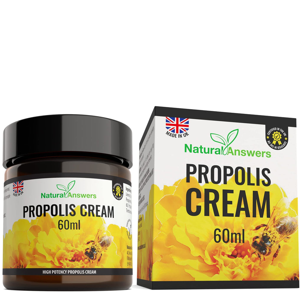 Bee Propolis Cream 60ml - Moisturising Natural Propolis Balm Ointment Remedy for Dry Skin, Cold Sores and Spots - UK Manufactured - BeesActive Australia