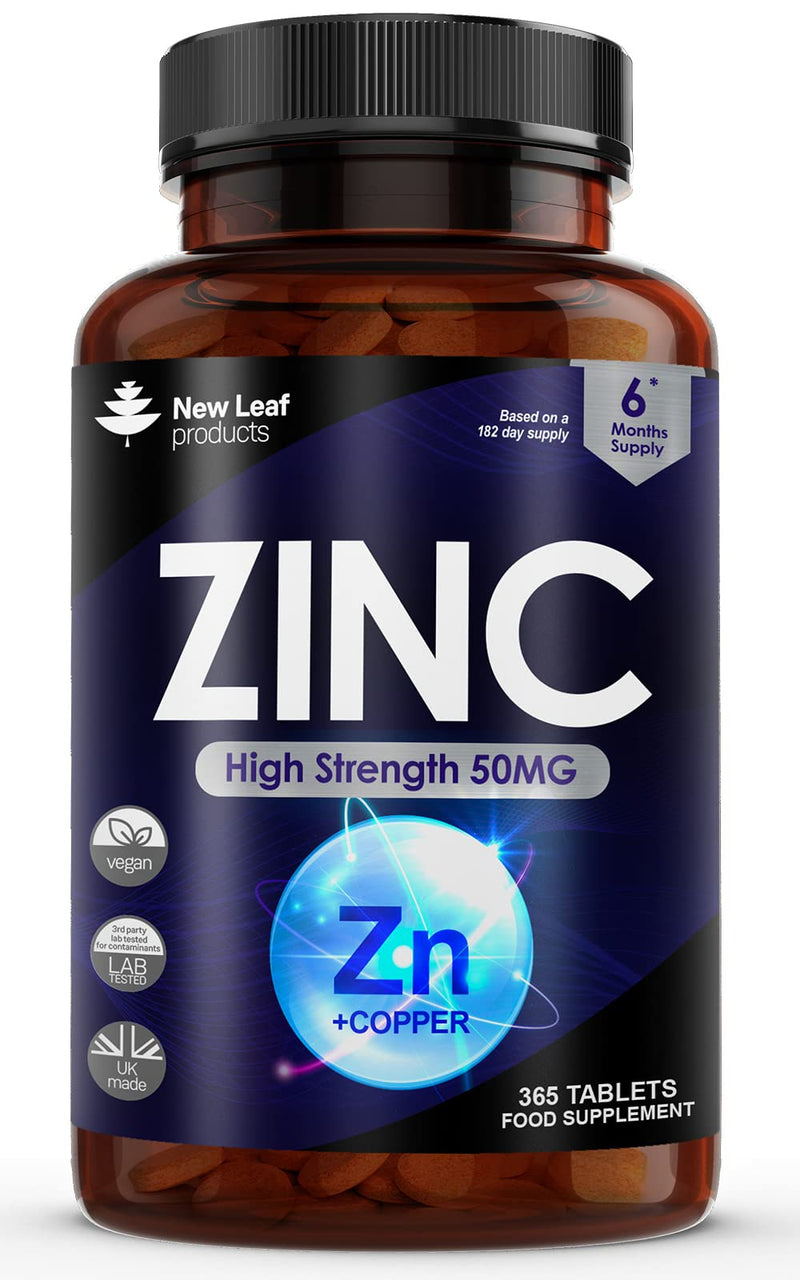 Zinc 50mg High Strength - 365 Zinc Tablets (6 Month Supply) High Strength Zinc Supplements Contributes Towards Immune Function and Maintenance of Healthy Bones, Vision, Hair, Nails and Skin - UK Made 365 Count (Pack of 1) - BeesActive Australia