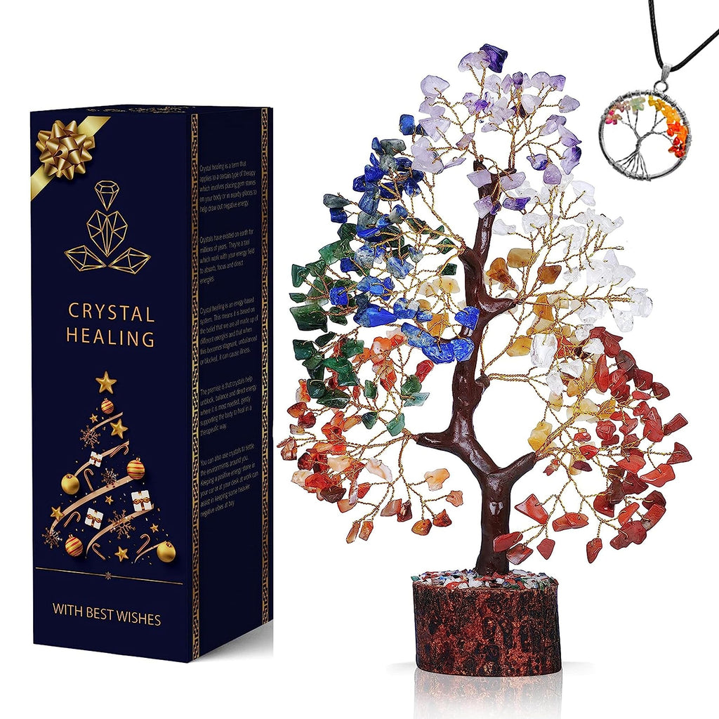 Chakra Crystal Tree of Life, Room Decor Home Decor Accessories, Crystals House Warming Gifts New Home, Get Well Soon Gifts, Healing Crystals, Money Tree With Necklace, Crystal Gifts for Women Design01 - BeesActive Australia