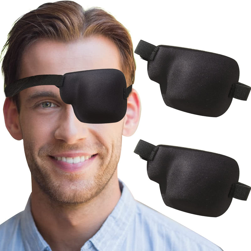 RIKEYO 2Pcs Eye Patch,3D Eye Patches for Adults, Adjustable Medical Eyepatch for Lazy Eye, Black(Left Eye) One Size - BeesActive Australia