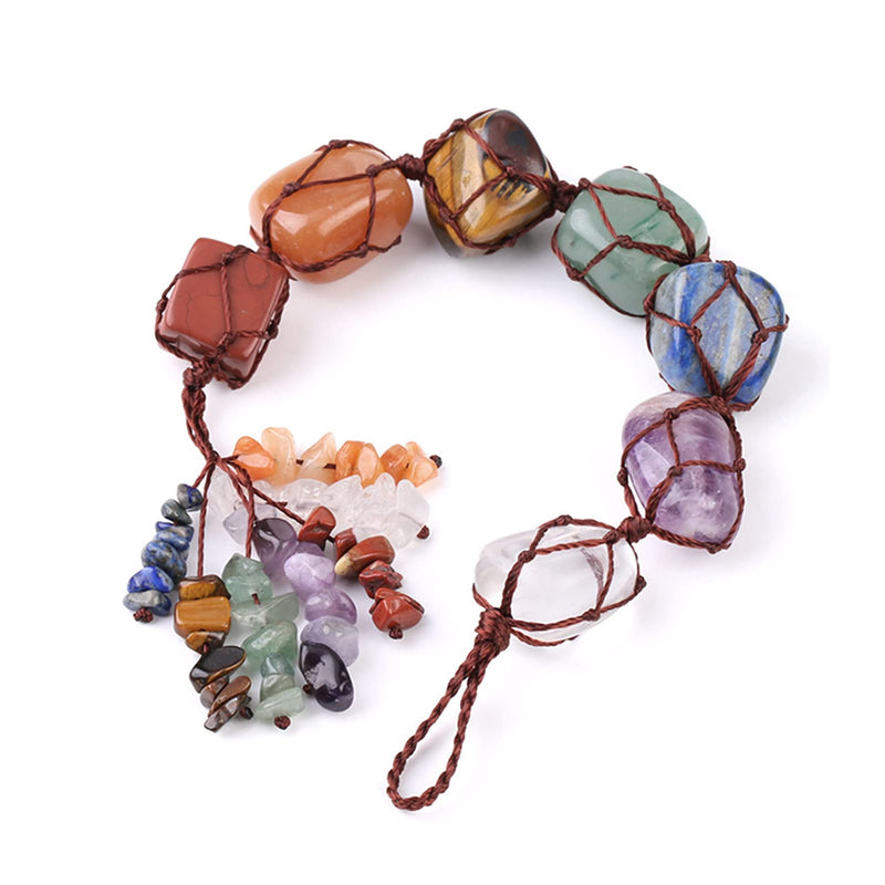 7 Chakras Healing Crystals, Natural Gemstones Spiritual Gifts for Women Polished Tumbled Stones Positive Energy Spiritual Meditation Hanging Ornament/Window Ornament/Feng Shui (Healing Crystals-01) Healing Crystals-01 - BeesActive Australia