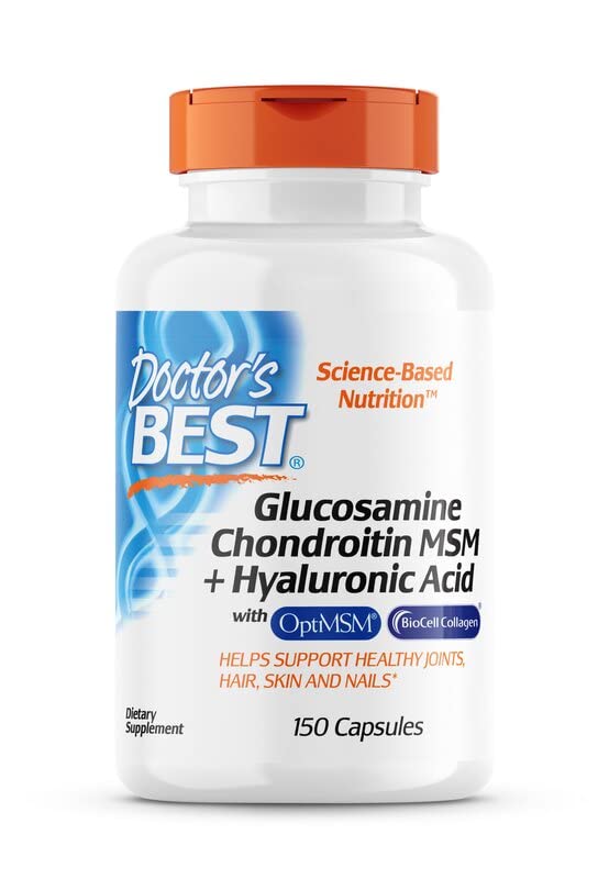 Doctor's Best, Glucosamine, Chondroitin, MSM and Hyaluronic Acid, 150 Capsules, Laboratory Tested, Gluten Free, SOYA Free, Non-GMO - BeesActive Australia