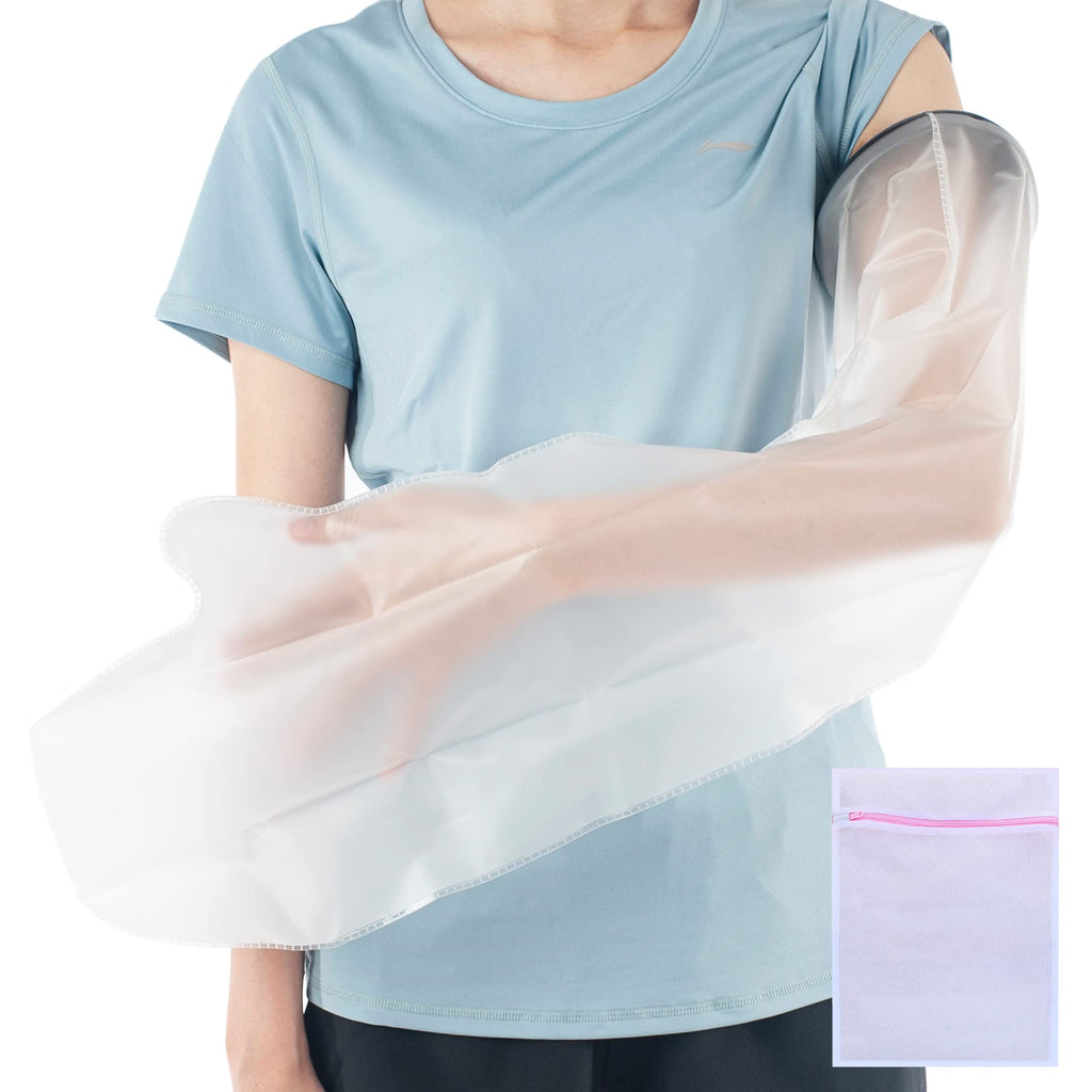 360 Relief Waterproof Arm Cast Protector Dressing Cover - Keeps Wound Dry, Protects Burns, Broken Arm During Bath and Shower | Adult, Men and Women | Reusable, with Mesh Laundry Bag | Length 72cm | Transparent - BeesActive Australia