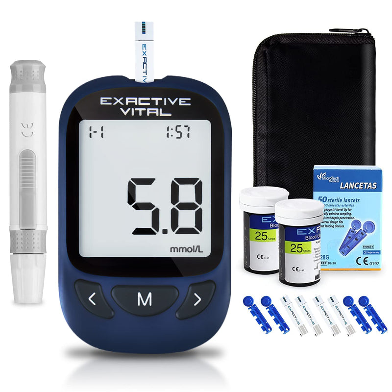 EXACTIVE VITAL Blood Sugar Monitor, Blood Glucose Tester Kits with 50 Test Strips and 50 Lancets -in mmol/L EXACTIVE VITAL-25 - BeesActive Australia
