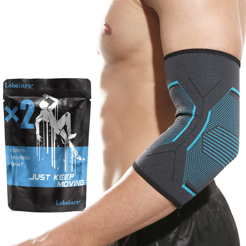 Loboinre Elbow Support Brace, 2Pack Compression Arm Sleeve for Tennis Golfers Elbow Pain Relief for Men Women L - BeesActive Australia
