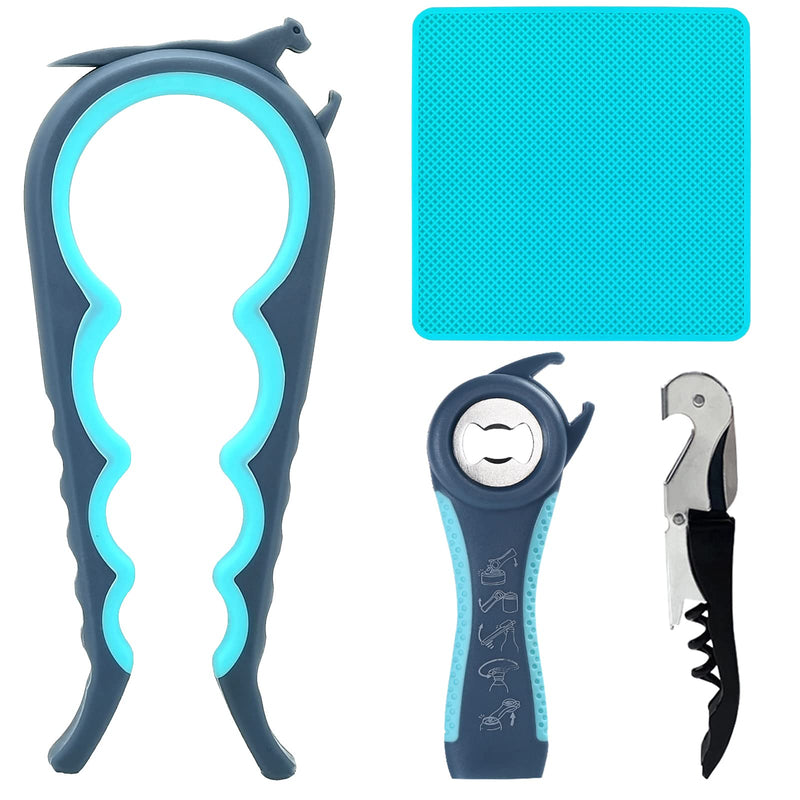 Otstar Jar Opener Bottle Opener Can Opener and Corkscrew Opener in One, Deal for Weak Hands Arthritis Elderly and Children - BeesActive Australia