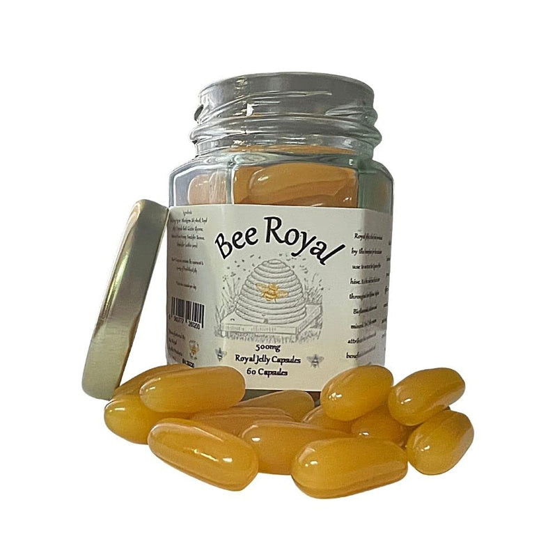 Bee Royal - 60 Royal Jelly Capsules of 500mg 100% Fresh Queen's Jelly NOT Freeze Dried Extract - Supports Immune System, Fertility, Energy Management, Reduces Tiredness & Fatigue (500mg / 60 caps) 60 Count (Pack of 1) - BeesActive Australia