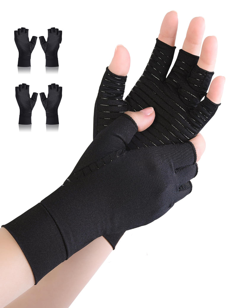 AovYoo 2 Pairs Copper Arthritis Compression Gloves Raynauds Gloves Rheumatoid Osteoarthritis Wrist Supports -Hand Pain Relief L - BeesActive Australia