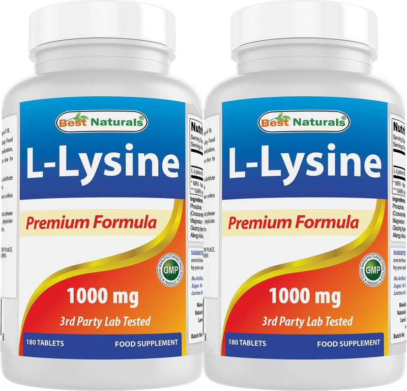 Best Naturals L-Lysine 1000 mg 180 Tablets (180 Count (Pack of 2)) 180 Count (Pack of 2) - BeesActive Australia