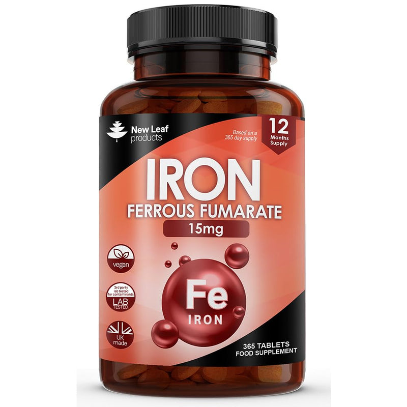 Gentle Iron Tablets 15mg High Strength (1 Year Supply) Ferrous Fumarate Iron - Vegan Iron Supplements for Men & Women Health - Reduction in Tiredness and Fatigue, Supports Immune Health & Energy - BeesActive Australia