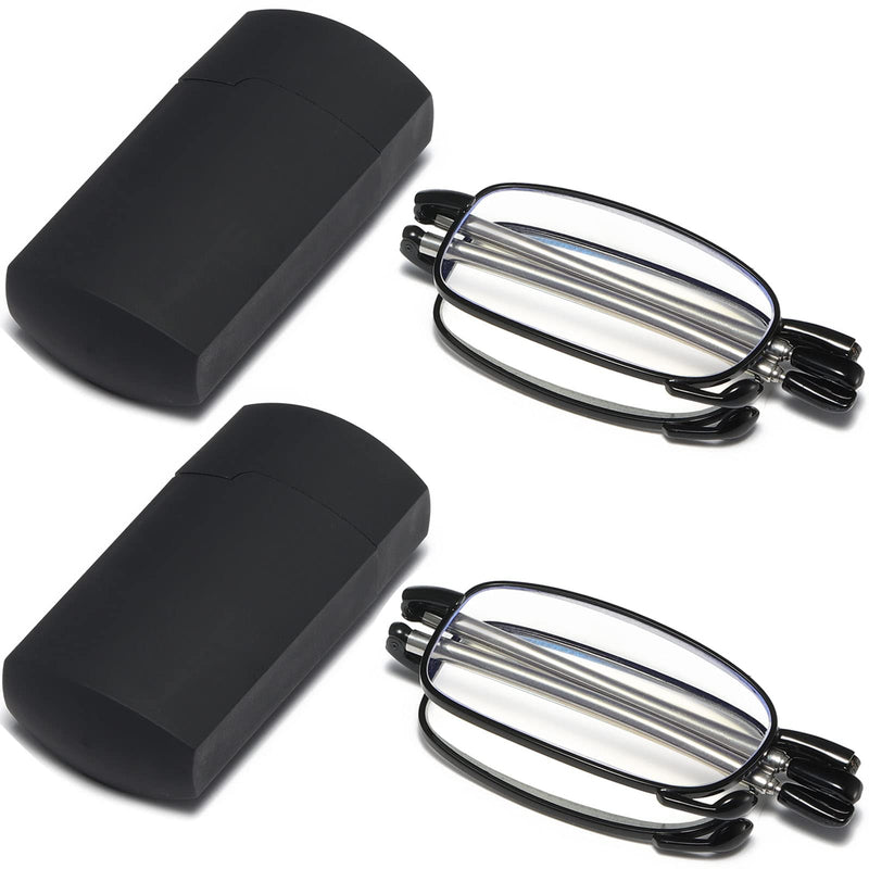 Fsread Folding Reading Glasses Compact Small Portable Blue Light Blocking Reader Spring Hinge Black 2 Black 1.75 x - BeesActive Australia