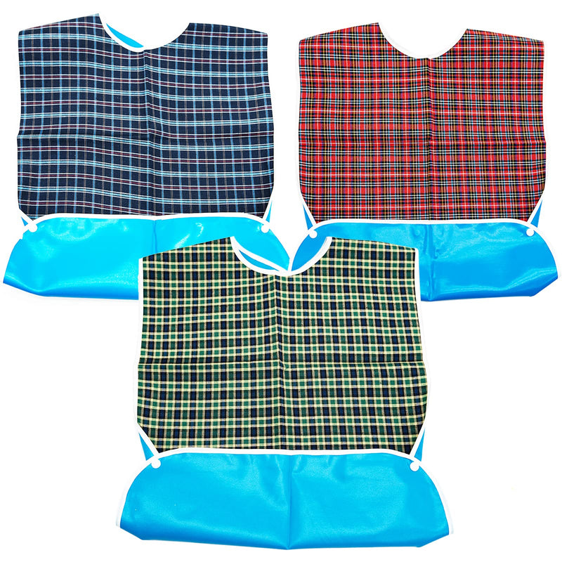 Adult Bibs, Adult The Eldly Bib Adult Washable Dining Bibs for Elderly, 3 Pack,Red,Green,Blue - BeesActive Australia