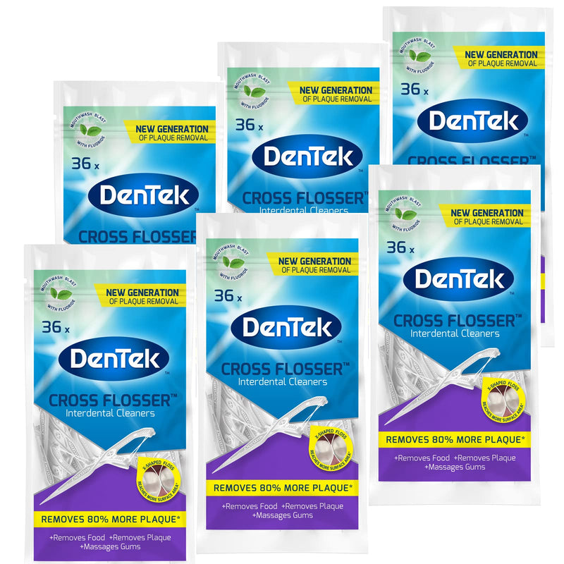 DenTek Cross Flosser Floss Picks - 36 Count x 6 Packs (216 Dental Floss Picks) - BeesActive Australia