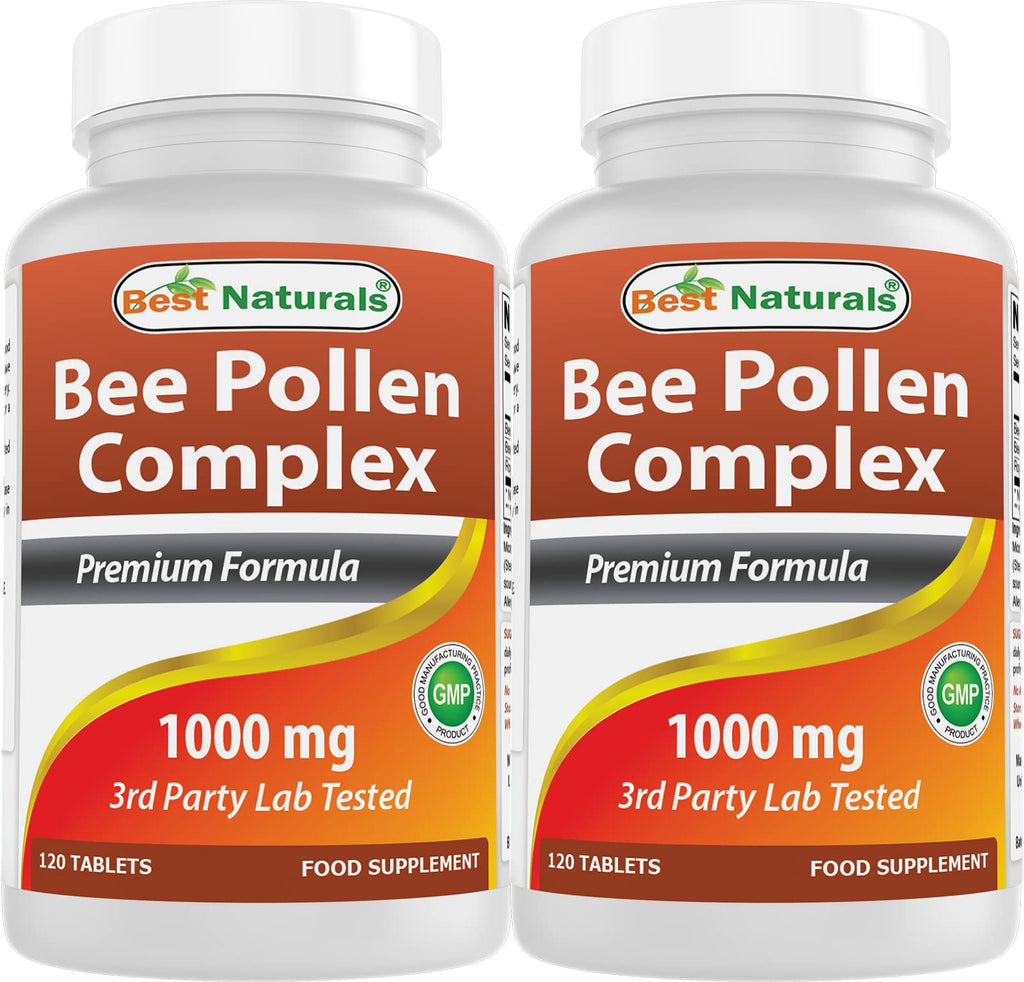 Best Naturals Bee Pollen Complex 1000 Mg 120 Tablets (120 Count (Pack of 2)) 120 Count (Pack of 2) - BeesActive Australia