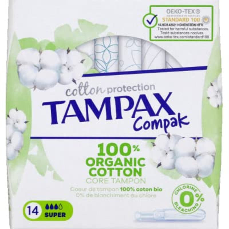 Tampax - Tampax Compak Cotton Protection Super Tampons with Applicator - 14 Pieces - BeesActive Australia