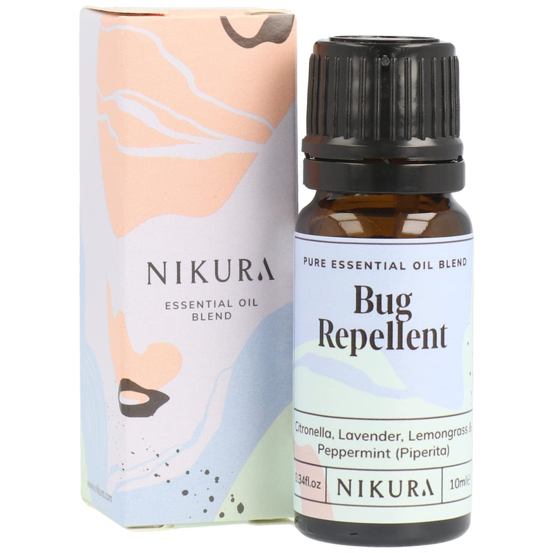Nikura Insect Bug Repellent Essential Oil Blend - 10ml | Made from 100% Pure Citronella, Lavender, Lemongrass & Peppermint | Perfect for Aromatherapy, Diffuser, Repelling | Vegan & UK Made 10 ml (Pack of 1) - BeesActive Australia