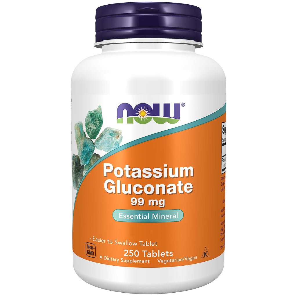 Now Foods, Potassium Gluconate, 99mg, 250 Vegan Tablets, Lab-Tested, Gluten Free, Soy Free, Vegetarian, Non-GMO Orange 240 g (Pack of 1) - BeesActive Australia