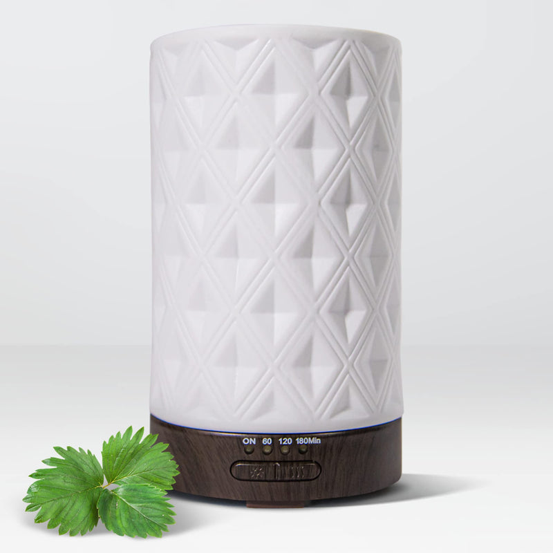 Earnest Living Essential Oil Diffuser for Home White Ceramic Aromatherapy Diffuser 100ml Timers Night Lights Auto Off Function Essential Oils for Diffusers for Home Electric Aroma Diffuser Office Gift Ceramic Gleam 100ml - BeesActive Australia