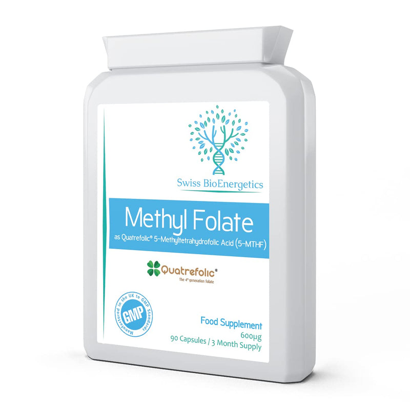Methyl Folate 600�g - 90 Capsules as Quatrefolic 5-MTHF Supplement 6S-5-methyltetrahydrofolate � The 4th Generation of Folate a Highly biologically Active Form of Folic Acid/Vitamin B9 - UK Made - BeesActive Australia