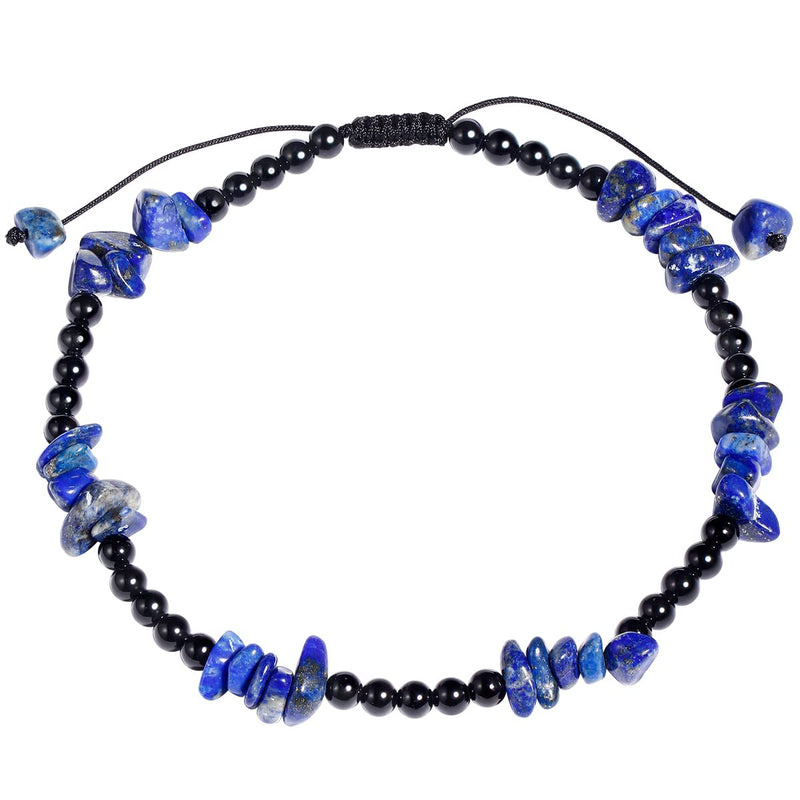 Jewboo Quartz Crystal Tumbled Chip Beads with Agate Beach Anklet Bracelet for Women Essential Oil Diffusers Gemstones and Crystals Foot Jewelry Spiritual Gifts (8.5-10 Inches) Lapis Lazuli - BeesActive Australia