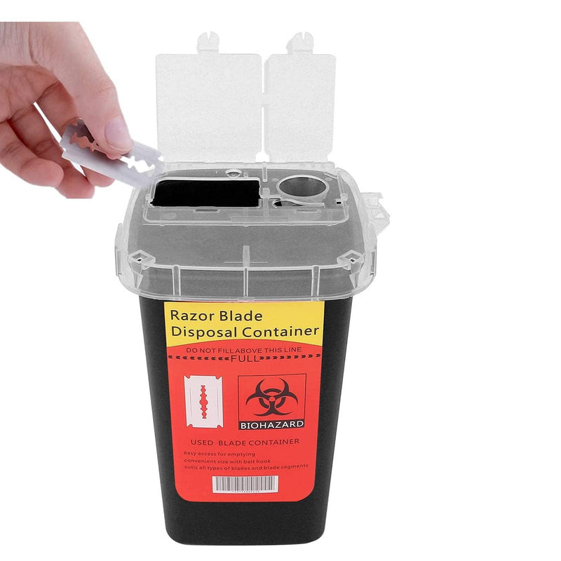 Razors Blades Disposal Case,Plastic Large Capacity Trash Storage Box Portable Sharps Container for Home(Black) Black - BeesActive Australia