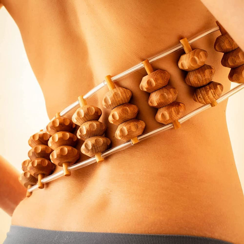 Mr.Woodware Rope Back Massager - 47.2 inches Lymphatic Drainage Massager Tool for Back, Neck, Legs, Waist, Body Pain Relief and Massage Therapy - Anti Cellulite Wooden Massage Roller for Maderoterapia Rope Massager - BeesActive Australia