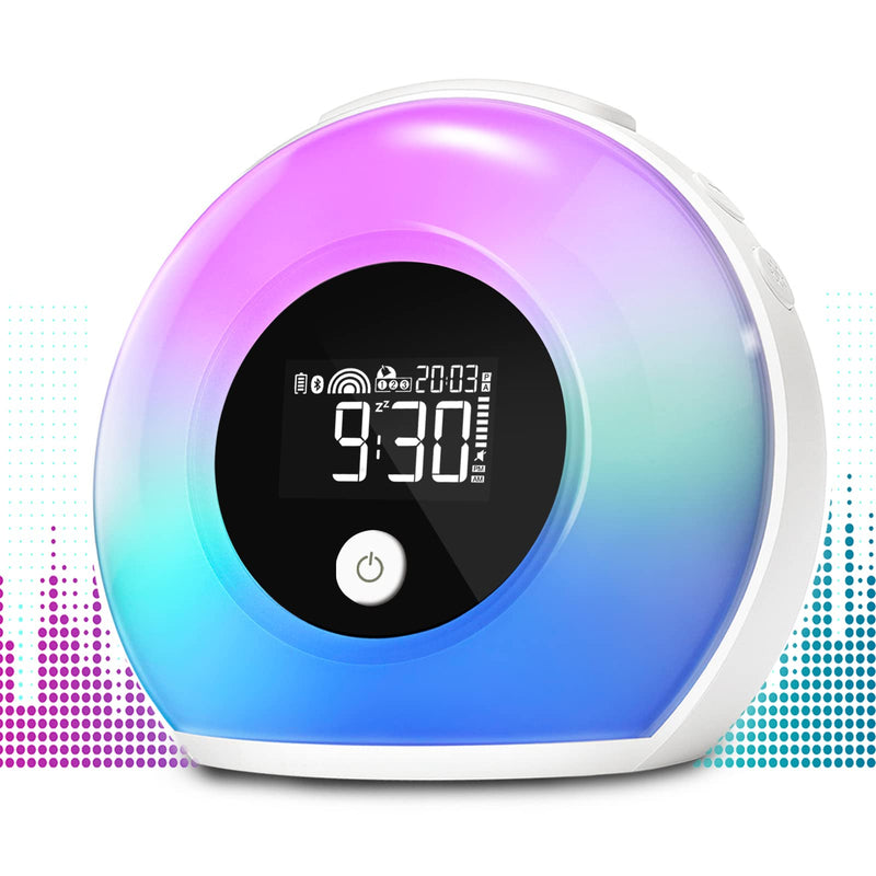 Uplayteck Wake-Up Light Alarm Clocks - Kids Night Light Alarm Clocks with Bluetooth Speaker, 8 Colorful Lights, 4 Brightness Levels, Snooze Function, Bedside Alarm Clock for Adults Kids Teens Bedrooms SG1 - BeesActive Australia
