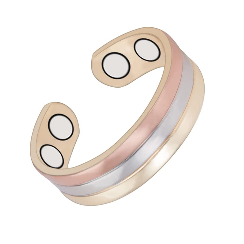 Trendy Tri Tone Magnetic Copper Rings for Women, Copper Jewelry, with 4 Magnets, Women's Day Gift - BeesActive Australia
