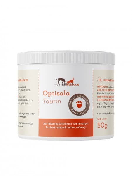 Optisolo Taurine | 50 g | Supplementary Feed for Dogs and Cats | For Diet-Related Taurine Deficiency | Suitable for BARF and Cooking | Flavourless