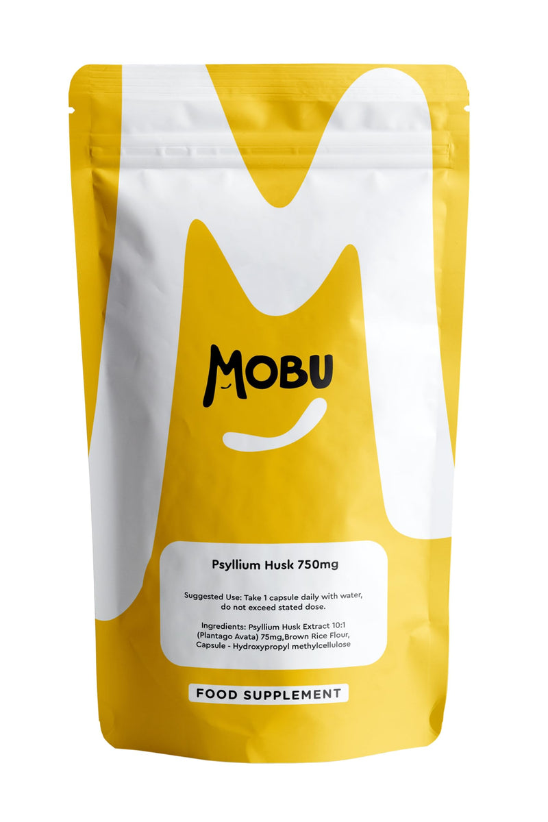 Psyllium Husk 750mg 120 Capsules | Fibre Supplement | High in Soluble Fibre | Digestion Support | Vegan UK Made | GMP Approved | MOBU - BeesActive Australia
