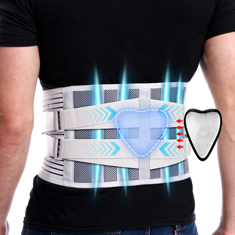 Back Support Belt Add Lumbar Pad for Men & Women, Back Brace with 6 Stays and Lower Back Pain Relief Removable, Breathable Anti-skid lumbar support belt for Herniated Disc, Sciatica, Scoliosis Medium(Fit waist:30"-37") - BeesActive Australia
