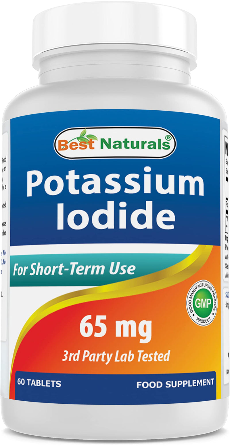 Best Naturals Potassium Iodide 65 mg - Dietary Supplement, 60 Tablets Unflavoured 60 Count (Pack of 1) - BeesActive Australia