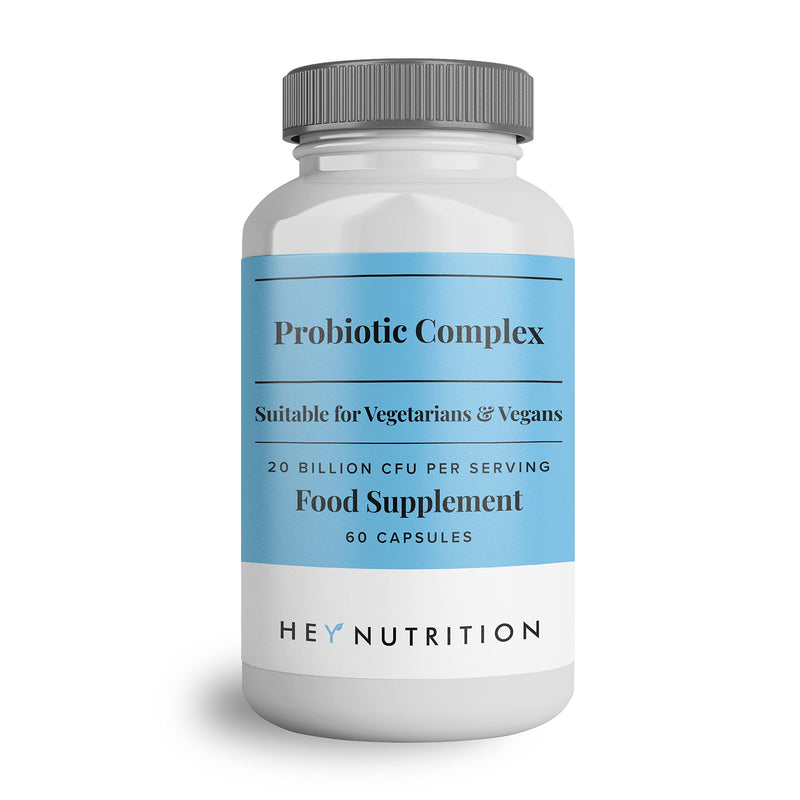 Hey Nutrition Probiotic Complex Supplement - 20 Billion CFU - Suitable for Vegetarians & Vegans - Supports Gut & Skin Health, Improves Immune Response - UK Manufactured - 60 Vegan Capsules 60 Count (Pack of 1) - BeesActive Australia