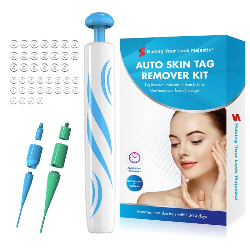 2 in 1 Auto Skin Tag Remover Kit Skin Tag Removal Kit Device Wart Removal 20 Large bands, 20 Small Bands, 10 Alcohol Pads - BeesActive Australia