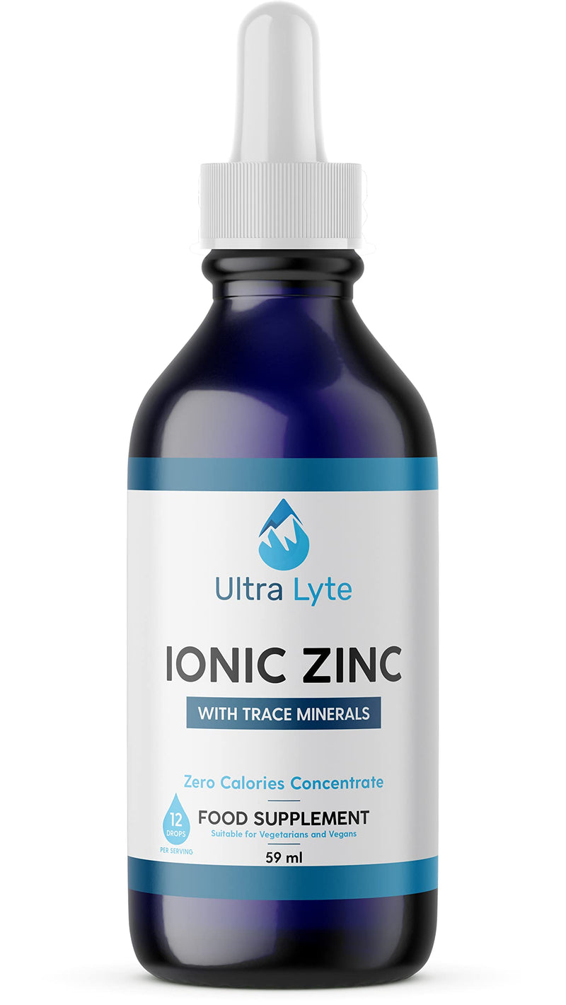 Ultra Lyte Ionic Zinc with Trace Minerals � 59ml Zinc Concentrate Food Supplement � Pure Non-GMO Vegan Friendly Formula � Supports Cognitive Performance, Muscle Growth, Immune System � Zero Calories - BeesActive Australia