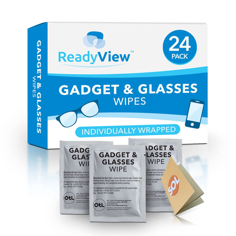 24pk Lens Wipes for Glasses & Gadgets | Glasses Wipes Individually Wrapped | Glasses Lens Cleaner for Glasses Cleaner Wipes Lens Wipe Spectacle Wipes Glasses Cleaning Wipes Lenses Wipes + SOL Notebook - BeesActive Australia